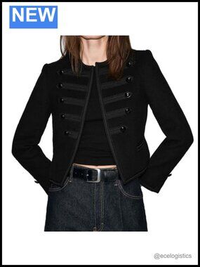 Vintage Steampunk Military Jacket, Wool Blend Cropped Blazer